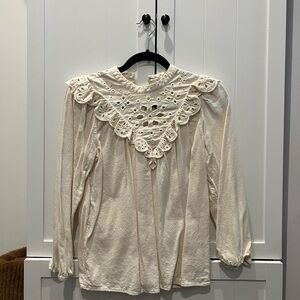 Madewell Cream Lace Detail Blouse